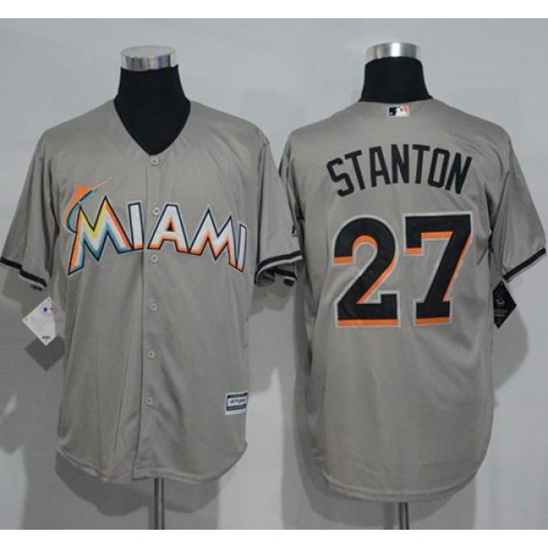 Marlins #27 Giancarlo Stanton Grey New Cool Base Stitched Jersey