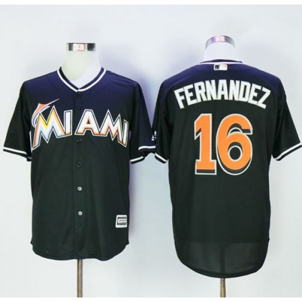 Marlins #16 Jose Fernandez Black New Cool Base Stitched Jersey