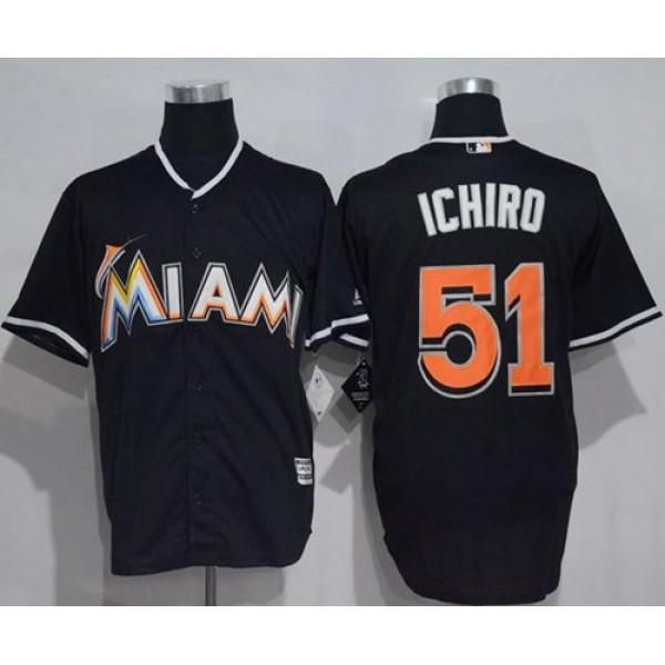 Marlins #51 Ichiro Suzuki Black New Cool Base Stitched Jersey
