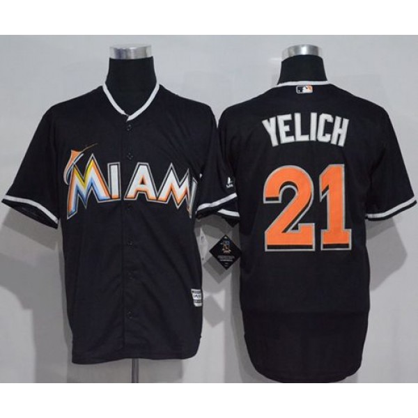 Marlins #21 Christian Yelich Black New Cool Base Stitched Jersey