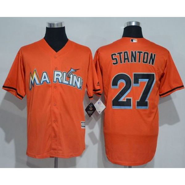 Marlins #27 Giancarlo Stanton Orange New Cool Base Stitched Jersey