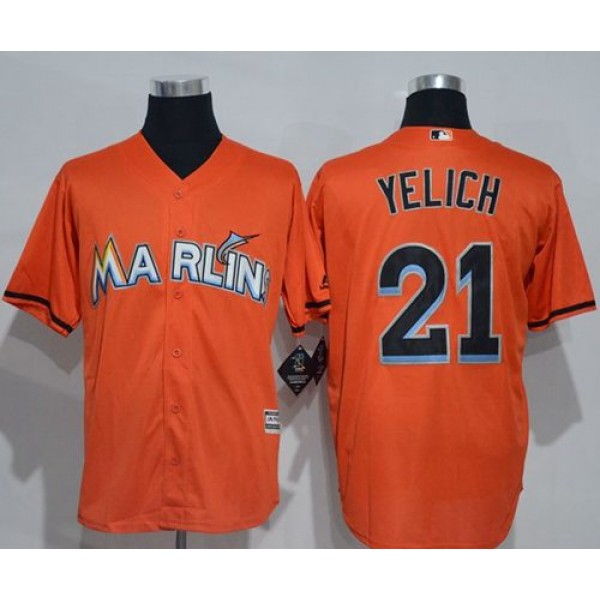 Marlins #21 Christian Yelich Orange New Cool Base Stitched Jersey