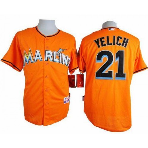 Marlins #21 Christian Yelich Orange Cool Base Stitched Jersey