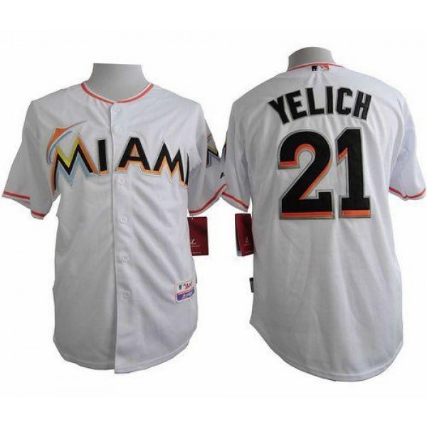 Marlins #21 Christian Yelich White Cool Base Stitched Jersey
