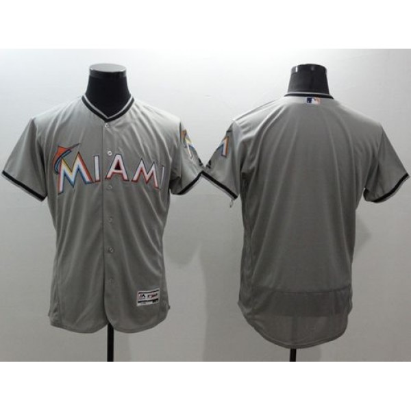Marlins Blank Grey Flexbase Authentic Collection Stitched Jersey