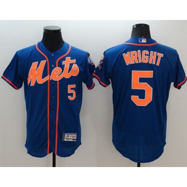 Mets #5 David Wright Blue Flexbase Authentic Collection Stitched Jersey