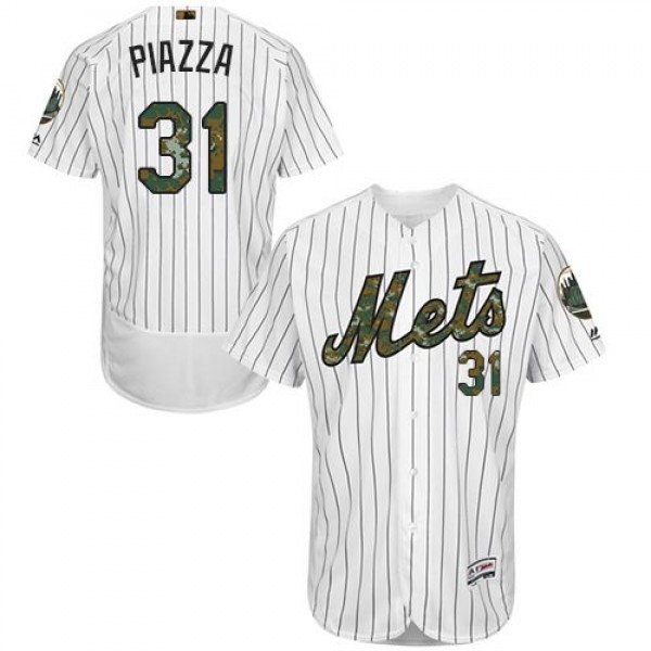 Mets #31 Mike Piazza White(Blue Strip) Flexbase Authentic Collection 2016 Memorial Day Stitched Jersey