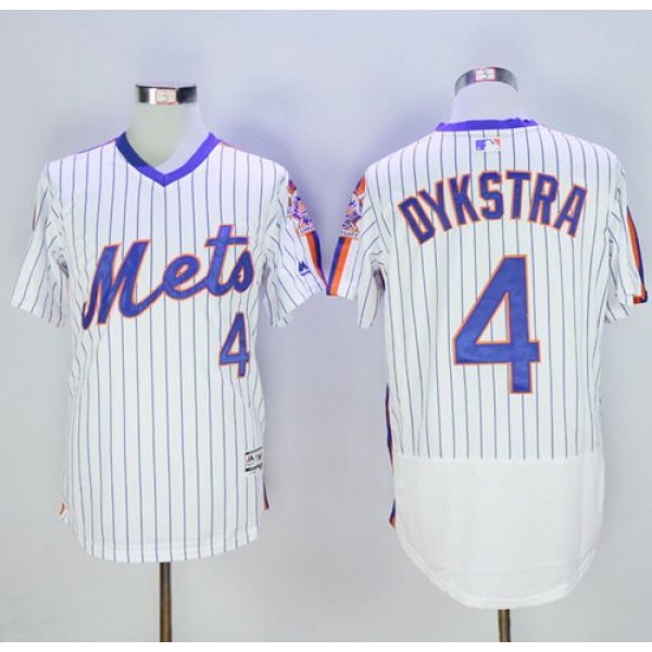 Mets #4 Lenny Dykstra White(Blue Strip) Flexbase Authentic Collection Alternate Stitched Jersey