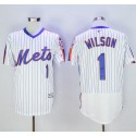 Mets #1 Mookie Wilson White(Blue Strip) Flexbase Authentic Collection Alternate Stitched Jersey