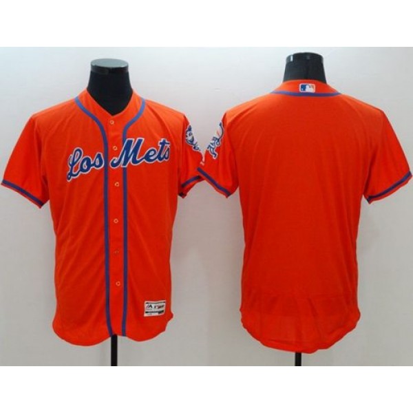 Mets Blank Orange Flexbase Authentic Collection Los Mets Stitched Jersey