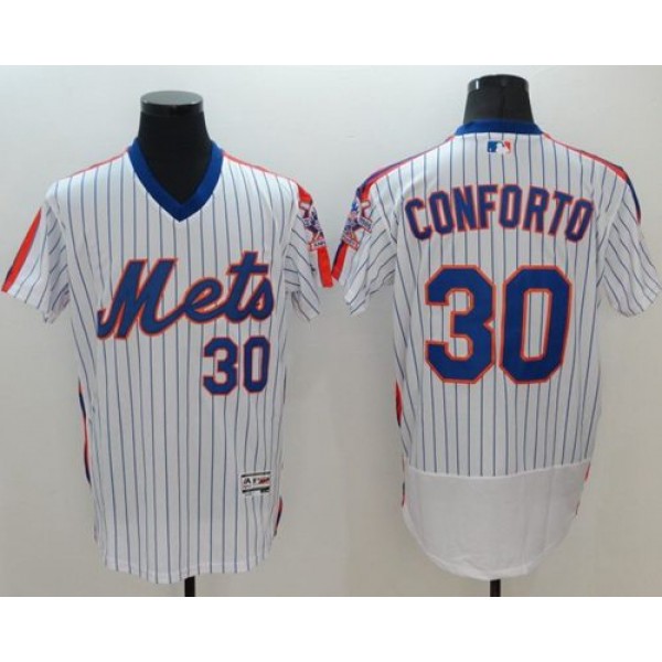 Mets #30 Michael Conforto White(Blue Strip) Flexbase Authentic Collection Alternate Stitched Jersey