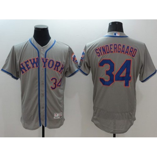 Mets #34 Noah Syndergaard Grey Flexbase Authentic Collection Stitched Jersey