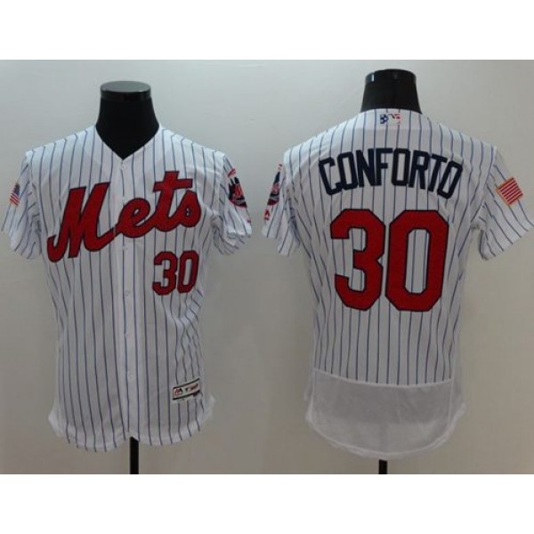 Mets #30 Michael Conforto White(Blue Strip) Fashion Stars Stripes Flexbase Authentic Stitched Jersey