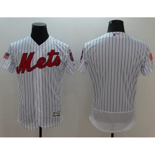 Mets Blank White(Blue Strip) Fashion Stars Stripes Flexbase Authentic Stitched Jersey
