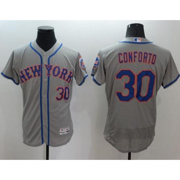 Mets #30 Michael Conforto Grey Flexbase Authentic Collection Stitched Jersey
