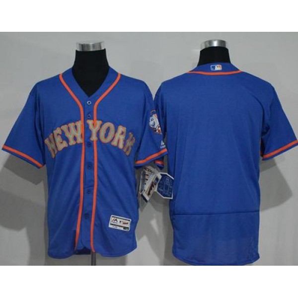 Mets Blank Blue(Grey NO.) Flexbase Authentic Collection Stitched Jersey