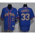 Mets #33 Matt Harvey Blue(Grey NO.) Flexbase Authentic Collection Stitched Jersey