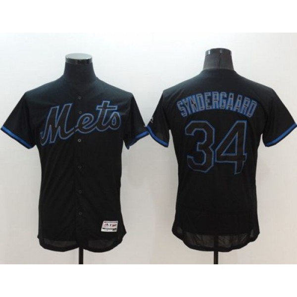 Mets #34 Noah Syndergaard Black Fashion Flexbase Authentic Collection Stitched Jersey