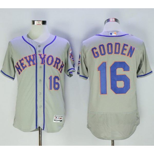 Mets #16 Dwight Gooden Grey Flexbase Authentic Collection Stitched Jersey