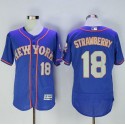 Mets #18 Darryl Strawberry Blue(Grey NO.) Flexbase Authentic Collection Stitched Jersey