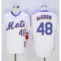 Mets #48 Jacob DeGrom White(Blue Strip) Cooperstown Stitched Jersey