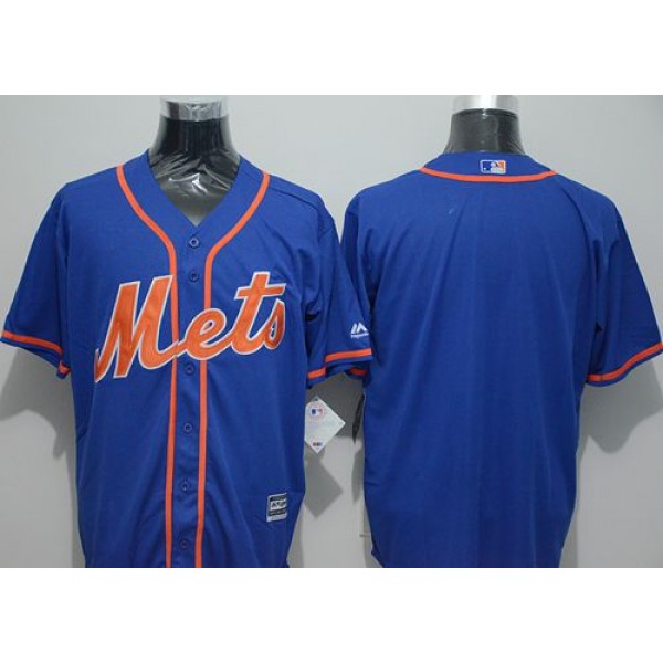Mets Blank Blue New Cool Base Alternate Home Stitched Jersey