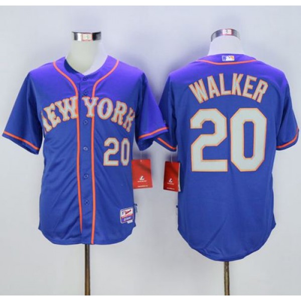 Mets #20 Neil Walker Blue(Grey NO.) Alternate Road Cool Base Stitched Jersey