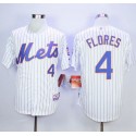 Mets #4 Wilmer Flores White(Blue Strip) Home Cool Base Stitched Jersey