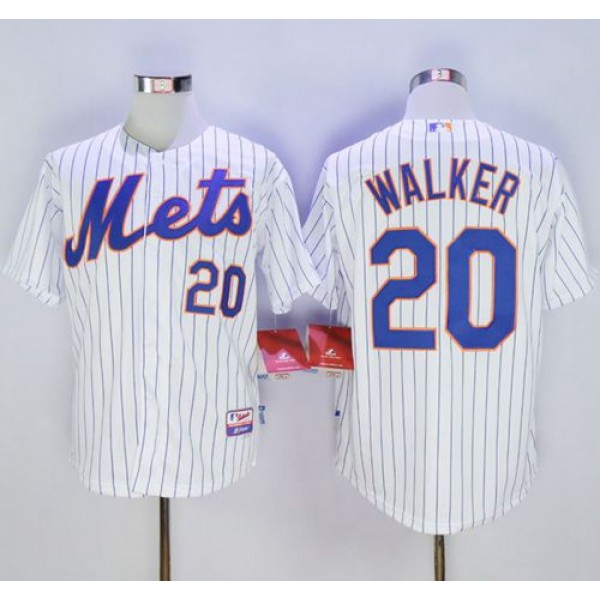 Mets #20 Neil Walker White(Blue Strip) Home Cool Base Stitched Jersey