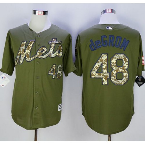 Mets #48 Jacob DeGrom Green Camo New Cool Base Stitched Jersey