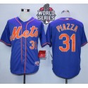 Mets #31 Mike Piazza Blue Alternate Home W 2015 World Series Patch Stitched Jersey