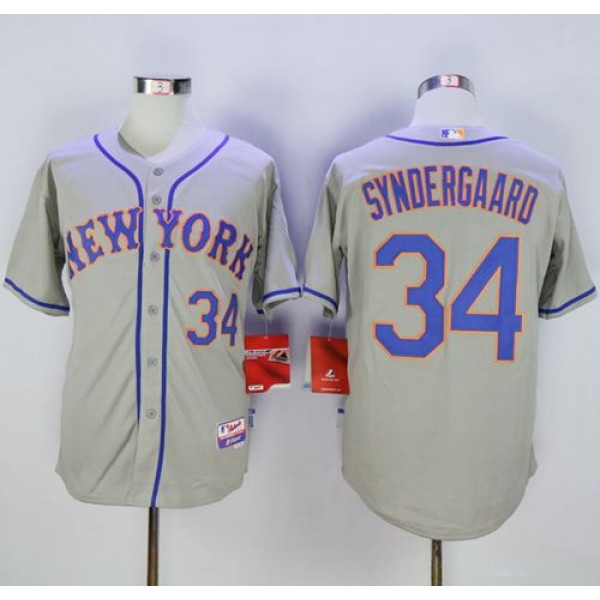 Mets #34 Noah Syndergaard Grey Road Cool Base Stitched Jersey