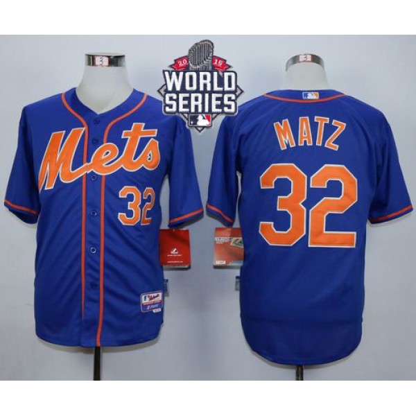 Mets #32 Steven Matz Blue Alternate Home Cool Base W 2015 World Series Patch Stitched Jersey