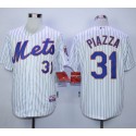 Mets #31 Mike Piazza White(Blue Strip) Home Cool Base Stitched Jersey