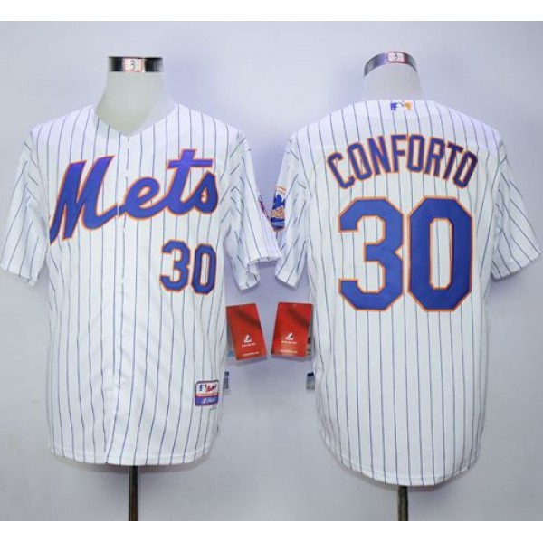 Mets #30 Michael Conforto White(Blue Strip) Cool Base Stitched Jersey