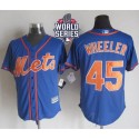 Mets #45 Zack Wheeler Blue Alternate Home New Cool Base W 2015 World Series Patch Stitched Jersey