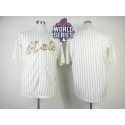 Mets Blank Cream(Blue Strip) USMC Cool Base W 2015 World Series Patch Stitched Jersey