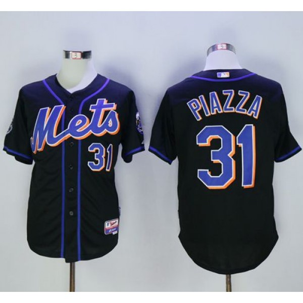 Mets #31 Mike Piazza Black 2016 Hall Of Fame Patch Stitched Jersey