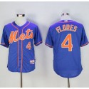 Mets #4 Wilmer Flores Blue Cool Base Stitched Jersey
