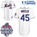 Mets #45 Zack Wheeler White Cool Base W 2015 World Series Patch Stitched Jersey