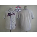 Mets Blank White Cool Base W 2015 World Series Patch Stitched Jersey