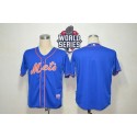 Mets Blank Blue Alternate Home Cool Base W 2015 World Series Patch Stitched Jersey