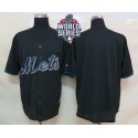 Mets Blank Black Fashion W 2015 World Series Patch Stitched Jersey