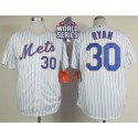 Mets #30 Nolan Ryan White(Blue Strip) Home Cool Base W 2015 World Series Patch Stitched Jersey