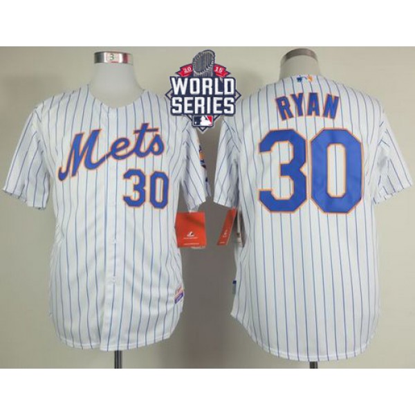 Mets #30 Nolan Ryan White(Blue Strip) Home Cool Base W 2015 World Series Patch Stitched Jersey