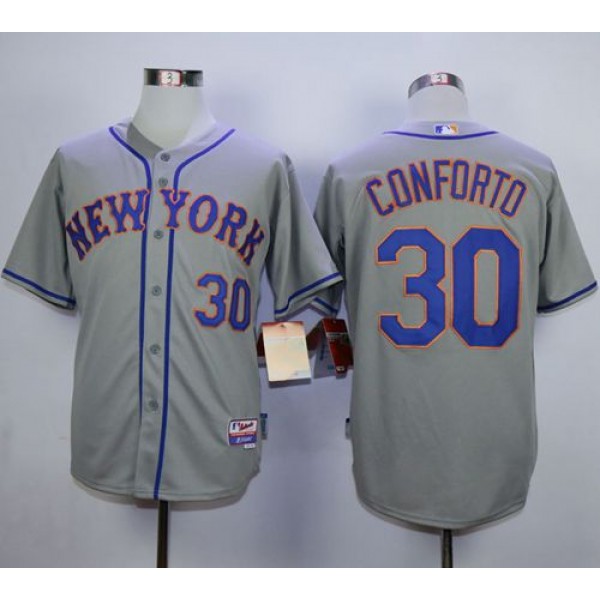 Mets #30 Michael Conforto Grey Road Cool Base Stitched Jersey