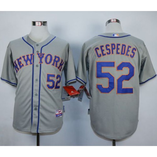 Mets #52 Yoenis Cespedes Grey Road Cool Base Stitched Jersey