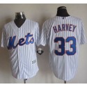 Mets #33 Matt Harvey White(Blue Strip) New Cool Base Stitched Jersey