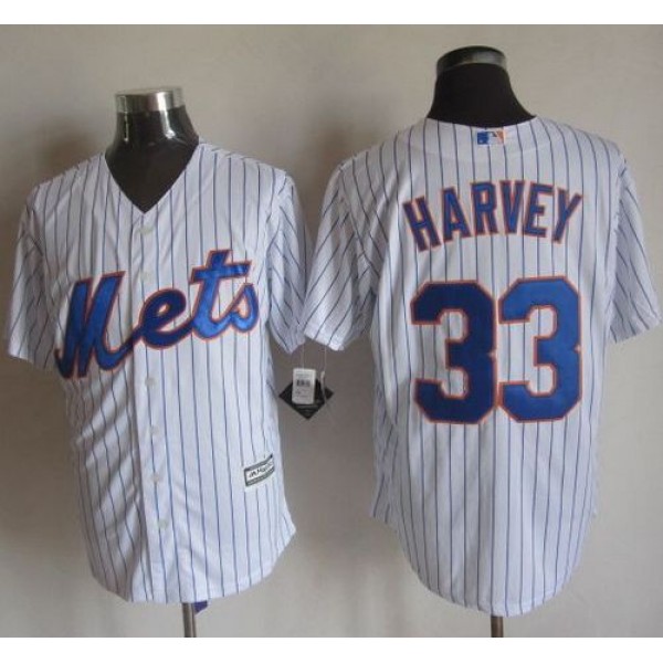 Mets #33 Matt Harvey White(Blue Strip) New Cool Base Stitched Jersey