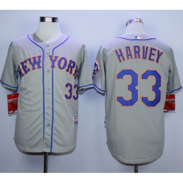 Mets #33 Matt Harvey Grey Road Cool Base Stitched Jersey